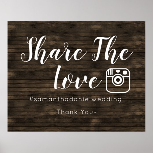 Rustic Barn Wood Wedding Instagram-deelteken Poster (Voorkant)