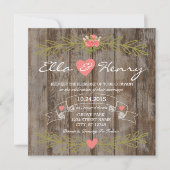 Rustic Barn Wood Wedding Invitation Kaart (Voorkant)