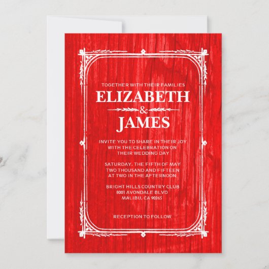 Rustic Barn Wood Wedding Invitations Kaart (Voorkant)
