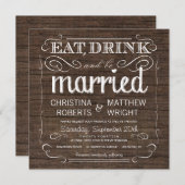 Rustic Barn Wood Wedding Invitations Kaart (Voorkant / Achterkant)