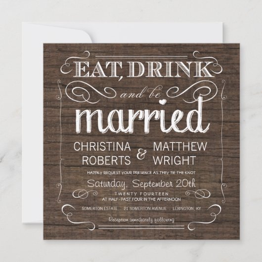 Rustic Barn Wood Wedding Invitations Kaart (Voorkant)