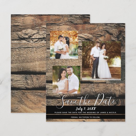 Rustic Barn Wood Wedding Photo Save the Date (Voorkant / Achterkant)