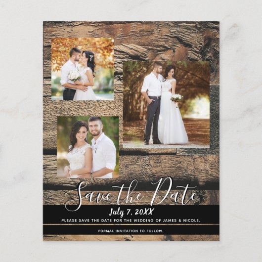 Rustic Barn Wood Wedding Photo Save the Date (Voorkant)
