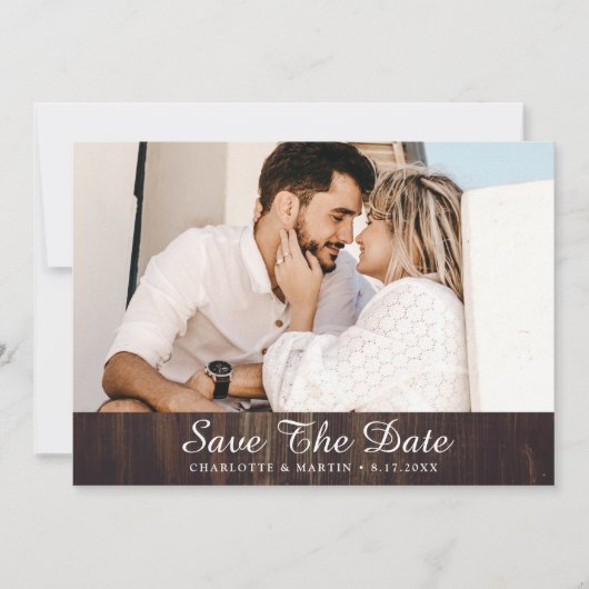 Rustic Barn Wood Wedding Photo Save the Date Cards (Voorkant)