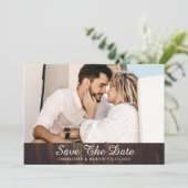Rustic Barn Wood Wedding Photo Save the Date Cards (Staand voorkant)