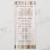 Rustic Barn Wood Wedding Programme Programmakaart (Achterkant)