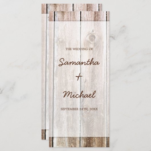 Rustic Barn Wood Wedding Programme Programmakaart (Voorkant / Achterkant)
