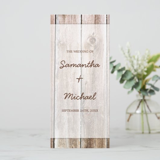 Rustic Barn Wood Wedding Programme Programmakaart (Staand voorkant)