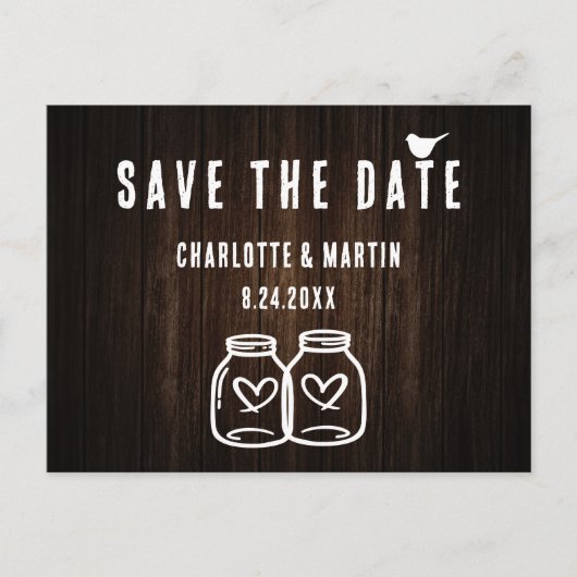Rustic Barn Wood Wedding Save the Date Briefkaart (Voorkant)