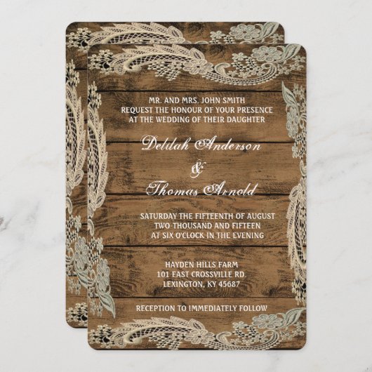 Rustic Barn Wood Wedding Uitnodiging (Voorkant / Achterkant)