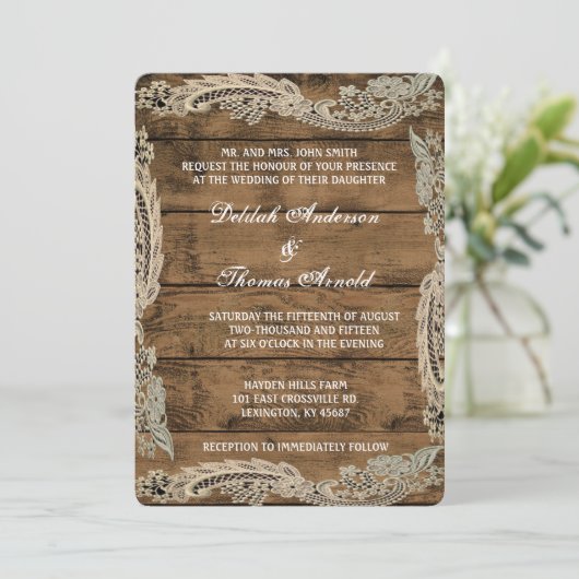 Rustic Barn Wood Wedding Uitnodiging (Staand voorkant)
