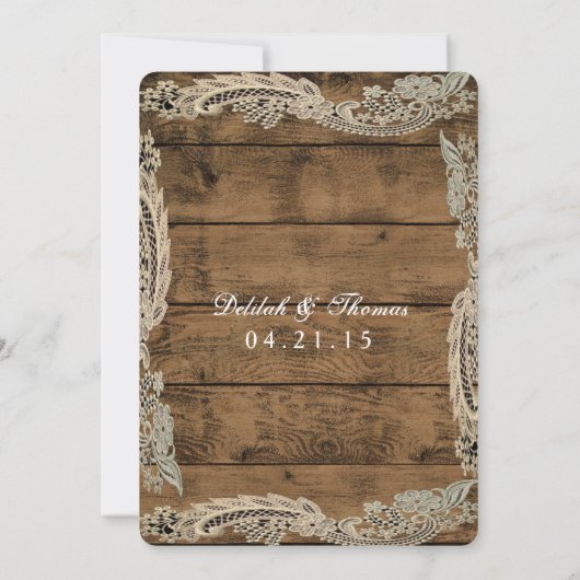Rustic Barn Wood Wedding Uitnodiging (Achterkant)
