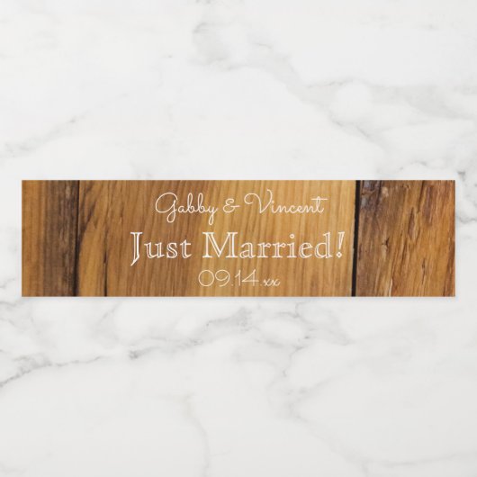 Rustic Barn Wood Wedding Waterfles Etiket (Enkel label)