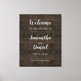Rustic Barn Wood Wedding Welcome Sign Canvas Afdruk