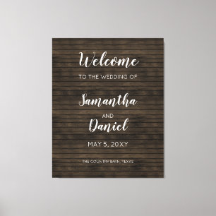 Rustic Barn Wood Wedding Welcome Sign Canvas Afdruk