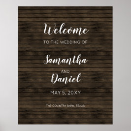 Rustic Barn Wood Wedding Welcome Sign Poster