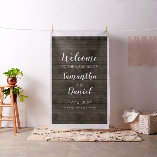 Rustic Barn Wood Wedding Welcome Sign Stof (Voorbeeld)