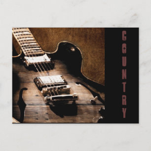 Rustic Barn Wood Western Country Music Guitar Briefkaart