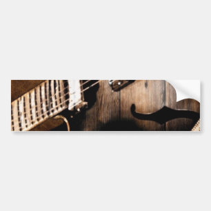Rustic Barn Wood Western Country Music Guitar Bumpersticker
