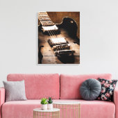 Rustic Barn Wood Western Country Music Guitar Canvas Afdruk (Insitu (Woonkamer))