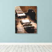 Rustic Barn Wood Western Country Music Guitar Canvas Afdruk (Insitu (Houten vloer))