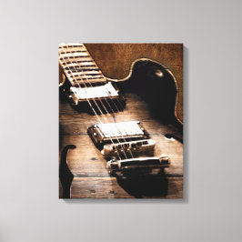 Rustic Barn Wood Western Country Music Guitar Canvas Afdruk
