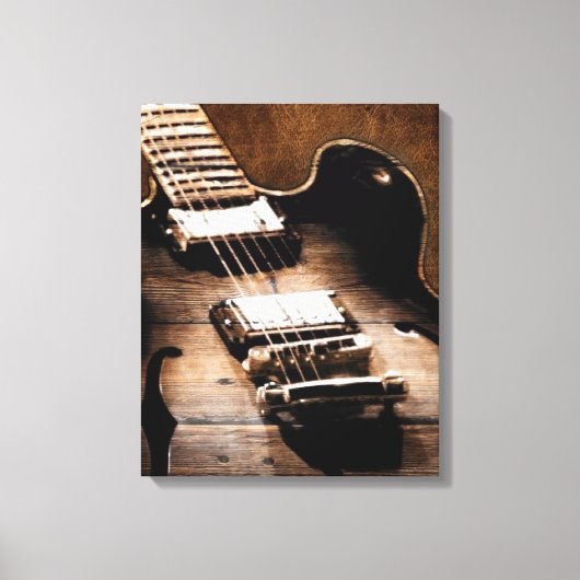 Rustic Barn Wood Western Country Music Guitar Canvas Afdruk (Voorkant)