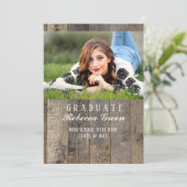 Rustic Barn Wood western Land Afstudeerfeest Kaart (Staand voorkant)