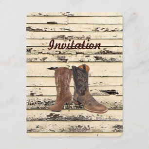 Rustic Barn Wood Western land cowboy Wedding Kaart