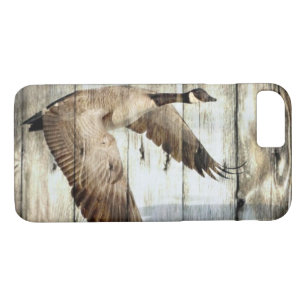 Rustic Barn wood Western Land dat Wilde Duck vlieg iPhone 8/7 Hoesje
