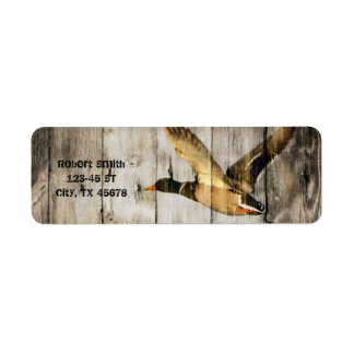 Rustic Barn wood Western Land dat Wilde Duck vlieg Etiket