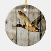 Rustic Barn wood Western Land dat Wilde Duck vlieg Keramisch Ornament (Voorkant)