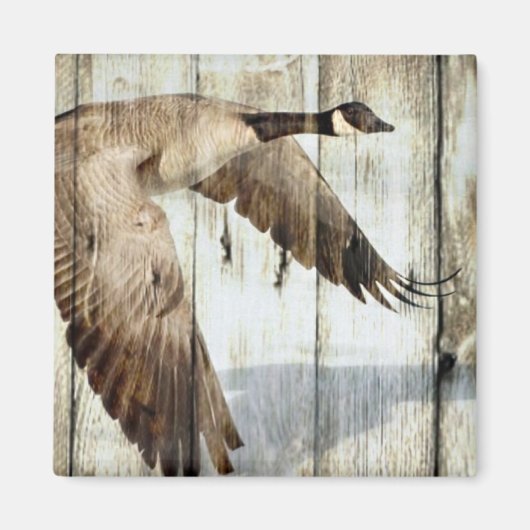 Rustic Barn wood Western Land dat Wilde Duck vlieg Magneet (Voorkant)