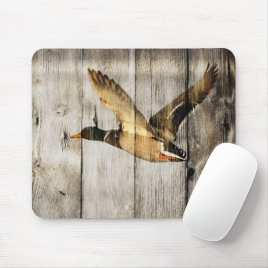 Rustic Barn wood Western Land dat Wilde Duck vlieg Muismat (Met muis)