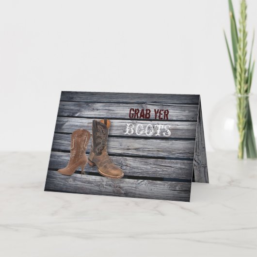 Rustic Barn Wood Westerne Cowboy bruiloft (Voorkant)
