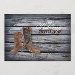 Rustic Barn Wood Westerne Cowboy bruiloft Kaart