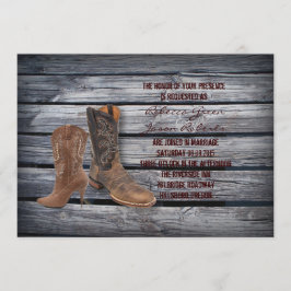 Rustic Barn Wood Westerne Cowboy bruiloft Kaart
