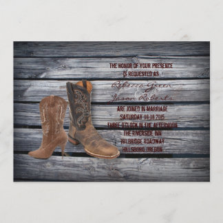 Rustic Barn Wood Westerne Cowboy bruiloft Kaart