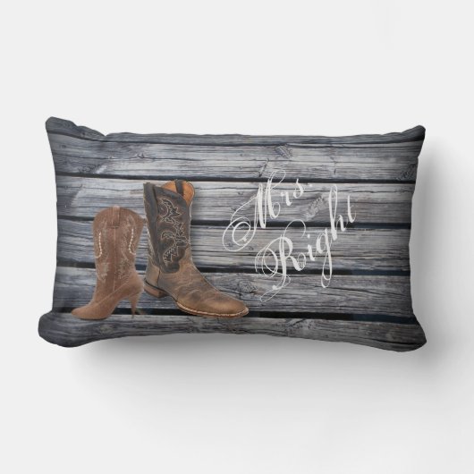 Rustic Barn Wood Westerne Cowboy bruiloft Kussen (Voorkant)