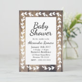 Rustic Barn Wood White Country Laurel Baby shower Kaart (Staand voorkant)