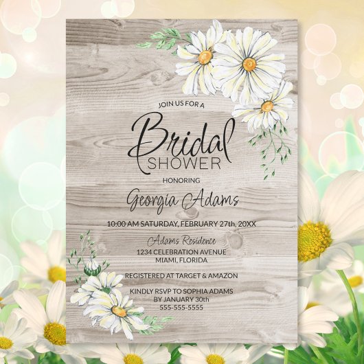 Rustic Barn Wood White Daisies Vrijgezellenfeest Kaart