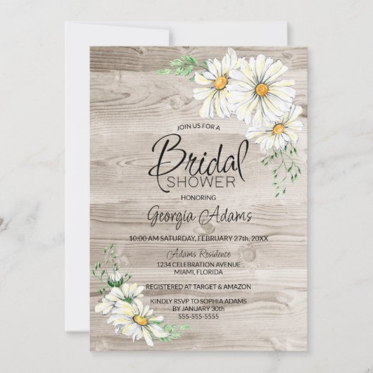 Rustic Barn Wood White Daisies Vrijgezellenfeest Kaart (Voorkant)