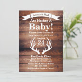 Rustic Barn Wood & White Deer Antlers Banner Kaart (Staand voorkant)