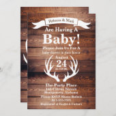 Rustic Barn Wood & White Deer Antlers Banner Kaart (Voorkant / Achterkant)