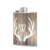 Rustic Barn Wood & White Deer Antlers Heupfles (Links)