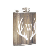 Rustic Barn Wood & White Deer Antlers Heupfles (Rechts)