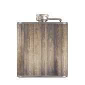 Rustic Barn Wood & White Deer Antlers Heupfles (Achterkant)