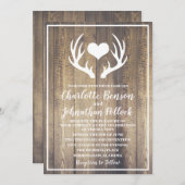 Rustic Barn Wood & White Deer Antlers Weddenschap Kaart (Voorkant / Achterkant)
