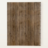 Rustic Barn Wood White Lace Calligraphy Wedding Planner (Achterkant)