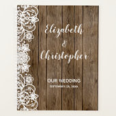 Rustic Barn Wood White Lace Calligraphy Wedding Planner (Voorkant)